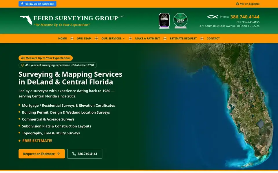 Efird Surveying Group website